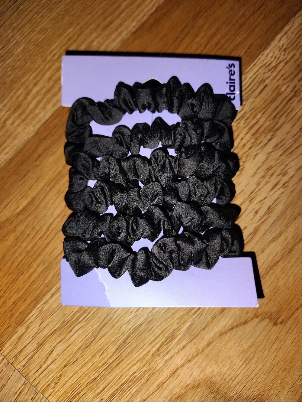 Claire's 6-Pack Black Satin Skinny Scrunchie Set